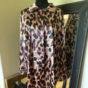 Plus Animal Print Shirt Dress